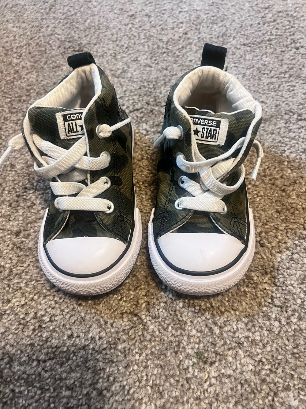 Converse Kids Camo High Top Sneakers - Green & White